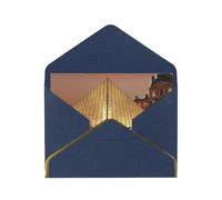 Louvre Museum In Paris Personalised Pearl-Finish Greeting Cards With Envelopes - Five Elegant Colourways, Gold-Edged Blank Cards, Suitable For All Occasions