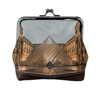 Louvre Museum in Paris Prints Coin Purse Kiss Lock Pu Leather Mini Pouch Wallet Change Bag for Women Girls Kids