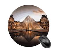 Louvre Museum in Paris Round Mouse Pad 7.8 Inch, Portable Gaming Mouse Mat with Non-Slip Rubber Base & Smooth Surface, Waterproof Mousepad for PC, Laptop, Computer, Office, Home