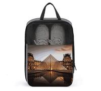 Louvre Museum in Paris Shoe Bag Travel Shoe Organizer Water-Resistant Shoe Pouch with Zipper Sneaker Dust Bag, gray, One Size, Modern
