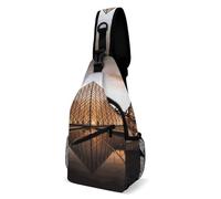 Louvre Museum in Paris Sling Bag with Rfid Blocking Causal Mens Crossbody Bag Lightweight Chest Pack Large Man Purse Travel Crossbody Backpack Shoulder Sling Backpack for Hiking Running Cycling