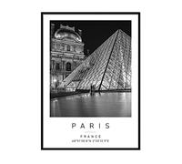 Louvre Museum Travel Print Paris Wall art Black and white Poster A3 Print only 29.7 X 42cm (11.7x16.5inch)