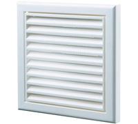 Louvred Wall Vent Grille 100mm - 4 Inch White with Flyscreen For Internal Or External Use