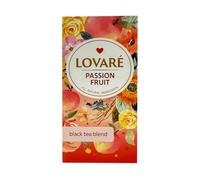 Lov-are Passion Fruit 48G Black Tea With Fruit Flower Petals Peach And Passion Fruit Tea Bags Individually Wrapped Gift Box Sets for Tea Lovers 24 Tea Bags of 2G Product of Ukraine Pack Of 1