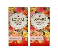 Lov-are Passion Fruit 48G Black Tea With Fruit Flower Petals Peach And Passion Fruit Tea Bags Individually Wrapped Gift Box Sets for Tea Lovers 24 Tea Bags of 2G Product of Ukraine Pack Of 2