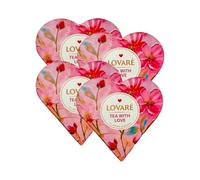 Lov-are Tea With Love 68G Heart Shaped Tea Box Gift for Valentines Day 34 Pyramid Tea Bags of 2G 2 Tea Flavors Strawberry Melon Persimmon Saffron Product of Ukraine Pack Of 4
