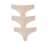 Lovable 3-Pack Seamless Thong Panties Laser Cut Seamless Invisible Underwear Microfiber, Pack of 3, Free Cut Panties Women X3, Skins, M