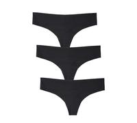 Lovable 3-Pack Seamless Thong Panties Laser Cut Seamless Invisible Underwear Microfiber, Pack of 3, Free Cut Panties Women X3, Black, S