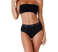 Lovable Women's High Waisted Underwear with Normal Flow Period Panties Slip, Black, M
