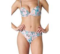 Lovable Women's Slip Brasiliana Knitted Micro Bikini, Tropical Print Peach, M