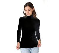 Lovable Women's con Collo Alto Light Rib Maglia Manica Lunga, Black, S