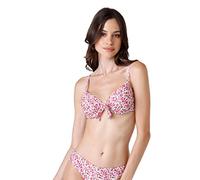 Lovable Women's Underwired Bra with Printed Knitted Micro Two Piece Bikini, Pink and Floral Print, 8