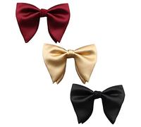 Lovacely Mens Oversized Satin Silk Bow Tie Solid Color Formal Tuxedo Big Bowtie, A - Mix3-black,red,gold, One size