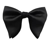 Lovacely Mens Oversized Satin Silk Bow Tie Solid Color Formal Tuxedo Big Bowtie, C- Black, One size