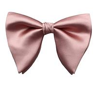 Lovacely Mens Oversized Satin Silk Bow Tie Solid Color Formal Tuxedo Big Bowtie, C- Champagne Pink, One size