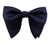 Lovacely Mens Oversized Satin Silk Bow Tie Solid Color Formal Tuxedo Big Bowtie, C- Navy Blue, One size