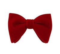 Lovacely Men's Velvet Oversized Bow Tie Solid Color Formal Tuxedo Large Pre-tied Bow Tie, Wine, One size