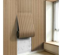 LOVADA 3D Peel and Stick Wall Panels PVC Grille Slat 120"x15.8" 310x40cm Self-Adhesive Wall Sticker Soundproof Paneling for Walls and Ceiling in Faux White Wood Grain Texture