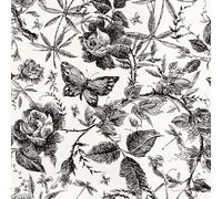 LOVADA Peel and Stick Drawer Liner Contact Paper Wallpaper Removable Self Adhesive Vintage Rose Floral Butterfly Sketched Design for Dresser Cabinet Shelf Renter Friendly Black 40 * 500cm