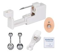 Lovamis 5PCS Professional Body Piercing Kit for Belly Button/Lip/Tongue/Nose, Safe Piercing Gun Kits, Body Piercing Tool Kits Stainless Steel for Women Men(belly button piercing kit)