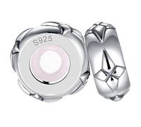 LOVANS 2 PCS 925 Sterling Silver Rubber Spacer Stopper Bead for Bracelets Jewelry Gift for Her Women (Silver With Reticulate)