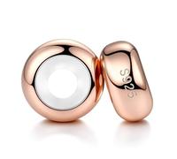 LOVANS 2 PCS 925 Sterling Silver Rubber Spacer Stopper Beads for Bracelets(Rose)