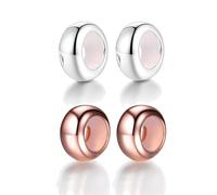 LOVANS Charm Stoppers with 925 Sterling Silver Rubber Stoppers Bead for DIY Bracelets Clip Spacer Charm Gifts for Women Wifes(2*silver+2*Rose Gold)