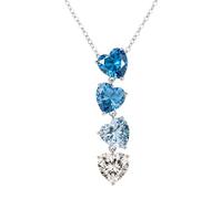 LOVANS Heart Necklace 925 Sterling Silver Necklaces for Women, Y-Shaped Design with 4-Piece 5A Blue Gradient Zirconia, Birthday Valentines Gifts for Her (18"-20" Adjustable)