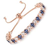 LOVANS Tennis Bracelets for Women, Adjustable 4mm Cubic White & Blue Zirconia Bracelet Gold Plated Hypoallergenic Jewellery Gifts for Mum & Friends, Birthday & Mother's Day