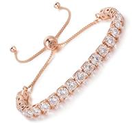 LOVANS Tennis Bracelets for Women, Adjustable 4mm Cubic White Zirconia Bracelet Rose Gold Plated Hypoallergenic Jewellery Gifts for Mum & Friends, Birthday & Mother's Day