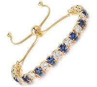 LOVANS Tennis Bracelets for Women, Adjustable 4mm White and Blue Cubic Zirconia Copper Bracelet, Gold Plated, Hypoallergenic Jewellery, Christmas Valentine Gifts for Her & Girls