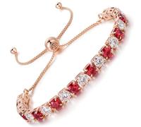 LOVANS Tennis Bracelets for Women, Adjustable 4mm White and Red Cubic Zirconia Copper Bracelet, Rose Gold Plated, Hypoallergenic Jewellery, Christmas Valentine Gifts for Her & Girls