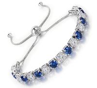 LOVANS Tennis Bracelets for Women, Adjustable 5mm Cubic White & Blue Zirconia Bracelet White-gold Plated Hypoallergenic Jewellery Gifts for Mum & Friends, Birthday & Mother's Day