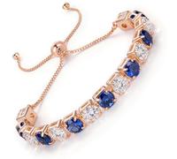 LOVANS Tennis Bracelets for Women, Adjustable 6mm White and Blue Cubic Zirconia Copper Bracelet, Rose Gold Plated, Hypoallergenic Jewellery, Christmas Valentine Gifts for Her & Girls