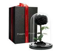 LOVAPPY Forever Preserved Rose - Eternal Rose in Glass Dome - Beauty and the Beast Rose For Mom - Fresh Flowers (Black, 9 inch)