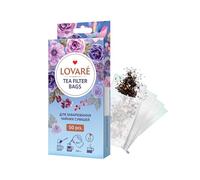 LOVARE Hot & Iced Tea Filter Bags, 50 Pack - Paper Tea Bags for Loose Leaf Tea and Coffee - Compact Empty Tea Bags for Loose Tea - Easy to Use Fillable Tea Bags for Loose Tea