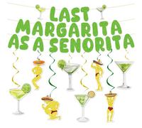 Lovarywow Margs & Matrimony Bachelorette Decorations - 11PCS Margarita Party Decoration Last Margarita as A Senorita Banner Hanging Swirls Decor Bridal Shower Wedding Party Supplies