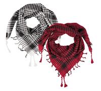 LOVARZI Arab Head Scarf Set: Black & White Plus Red Shemagh Tactical Scarves - Square Cotton Desert Arabic Head Scarfs for Men