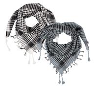 LOVARZI Arab Scarf for Men - Set of 2: Grey Plus Black & White Men's Shemagh Desert Neck Scarves - Style As Palestinian Military Square Head Scarfs