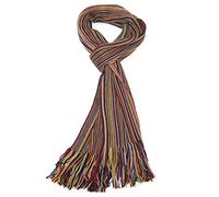 LOVARZI Mens Winter Wool Scarf - Red, Yellow, Grey and Black Beautiful and Super Soft Fine Merino Striped Long Scarves - Gifts for men who have everything