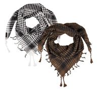 LOVARZI Shemagh Scarf Set - Khaki, Black & White - Cotton Men's Head & Neck Scarf - Tie As a Desert, Arabic, Palestinian & Military Style