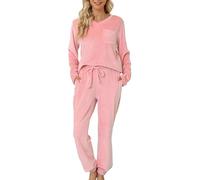 Lovasy Fleece Pyjamas for Women Warm Womens Pyjama Sets Ladies Fluffy fleece Pyjamas Twosie Fluffy Pjs for Women Sets Soft Fluffy Loungewear with Pockets for Winter,Pink,XL