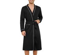 Lovasy Mens Dressing Gowns Waffle Robes Soft Lightweight Housecoat With Big Pockets And Belt Luxury Bathrobe,Black,XL