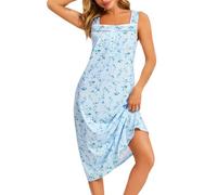 Lovasy Nighties for Women Victorian Sleeveless Nightdress,Floral Blue,XXL