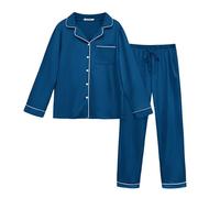 Lovasy Pyjamas for Women Classic Button Down Pjs for Women Sets Long Sleeve Ladies Pyjamas Soft Womens Pyjamas Sets 2 Piece Pajamas with Pockets,Cobalt Blue,XXL
