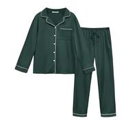 Lovasy Pyjamas for Women Classic Button Down Pjs for Women Sets Long Sleeve Ladies Pyjamas Soft Womens Pyjamas Sets 2 Piece Pajamas with Pockets,Green,XXL