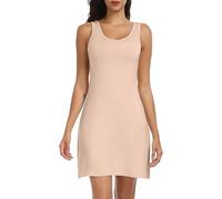 Lovasy Women's Full Slips Soft Nightdress Nighties Ladies Full Slips for Under Dresses UK Wide Staps Basic Chemises Underskirt Modal Full Slip Petticoat Tank Top Dress,Nude,XL