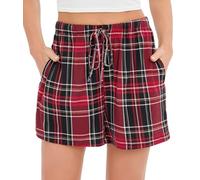 Lovasy Women's Pyjama Bottoms Plaid Sleep Shorts Summer Pj Shorts for Women,Pattern 1,M