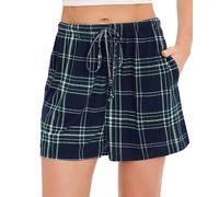 Lovasy Women's Pyjama Bottoms Plaid Sleep Shorts Summer Pj Shorts for Women,Pattern 2,L