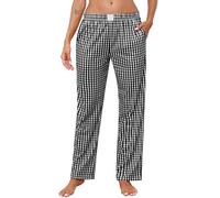 Lovasy Women'S Pyjamas Bottoms Casual Plaid Pj Bottoms Soft Pyjama Bottoms Womens Ladies Pyjama Bottoms Comfy Sleep Pants Ladies Lounge Trousers with Pockets,Black,L